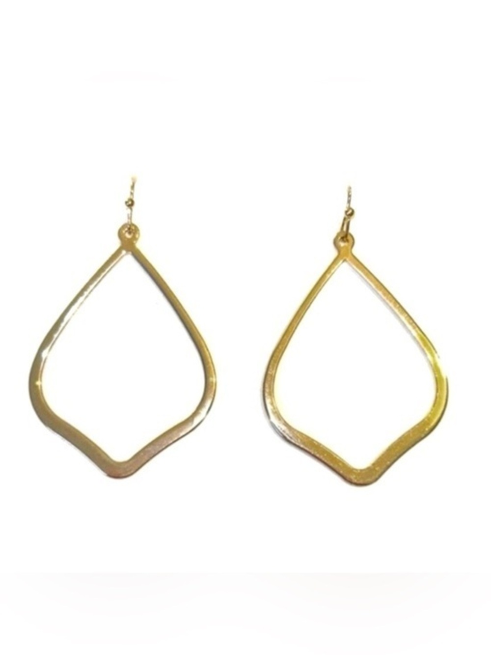 Gold Teardrop Open Frame Dangle Earrings